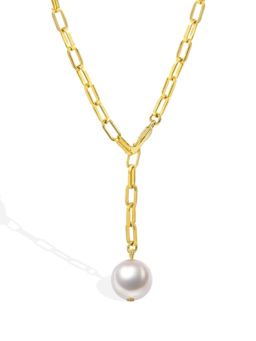 CHARME Brass Imitation Pearl Tassel Minimalist Tassel Necklace 3
