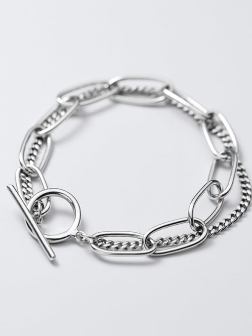 Rosh 925 Sterling Silver Geometric Chain Vintage Link Bracelet 0