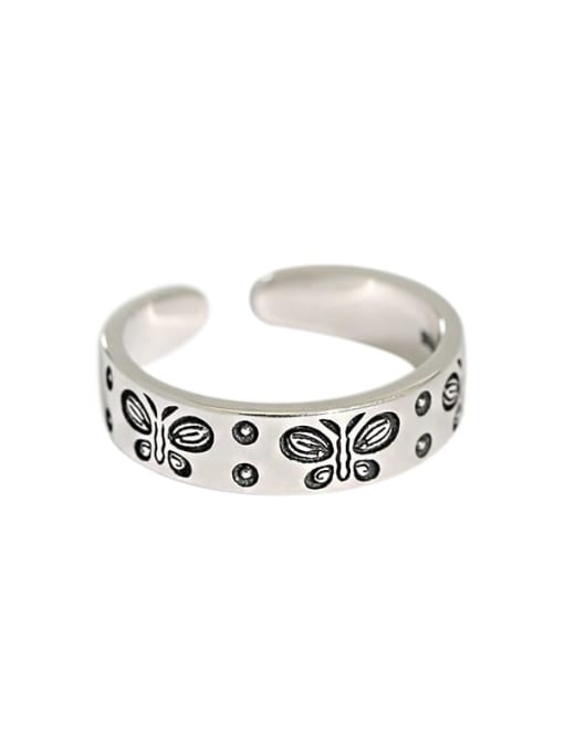 DAKA 925 Sterling Silver Butterfly Vintage Band Ring 4