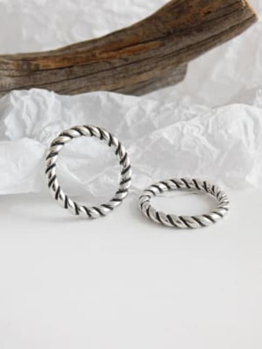 DAKA 925 Sterling Silver Retro Circle Twist Free Size Rings 1