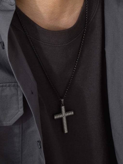 CONG Titanium Steel Cross Hip Hop Regligious Necklace 1