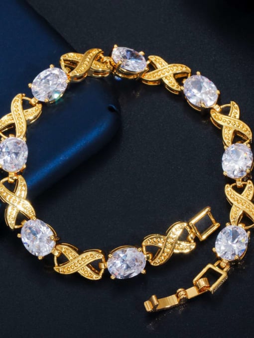 L.WIN Copper Cubic Zirconia Geometric Luxury Bracelet 4