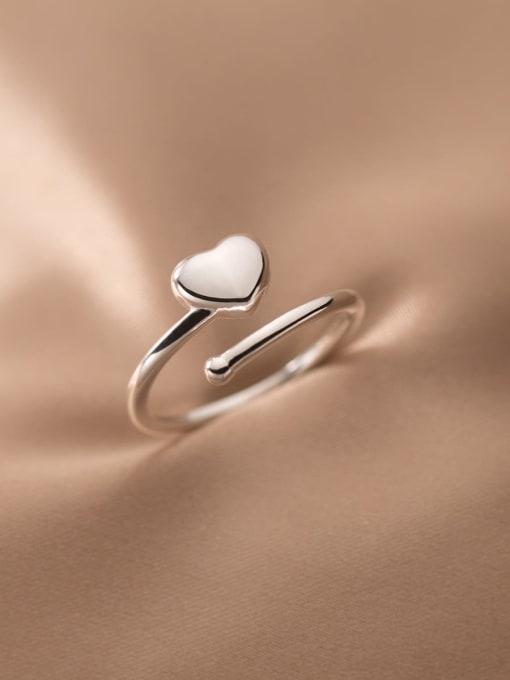 Rosh 925 Sterling Silver Heart Minimalist Band Ring 0