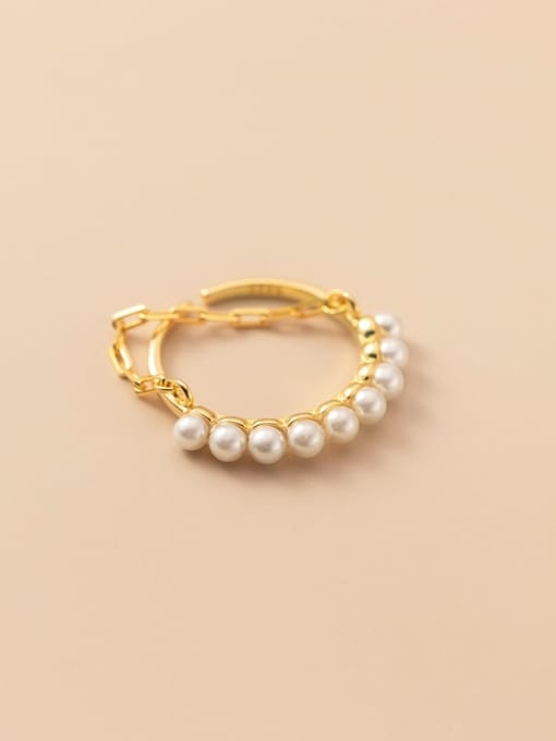 Rosh 925 Sterling Silver Imitation Pearl Round Minimalist Stackable Ring 3