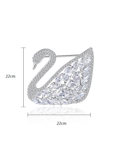 BLING SU Copper Cubic Zirconia Swan Luxury Brooch 1
