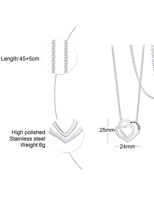 steel Titanium Steel Hollow Heart Minimalist Necklace