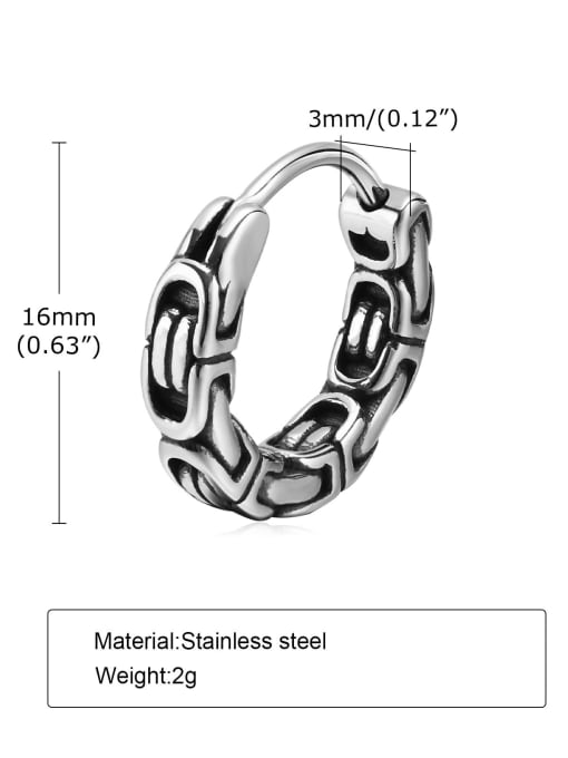 Single EH 506 Stainless steel Geometric Hip Hop Single Earring