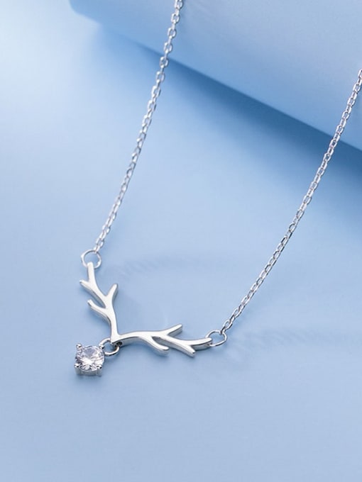Rosh 925 Sterling Silver Rhinestone Deer Minimalist Necklace 2