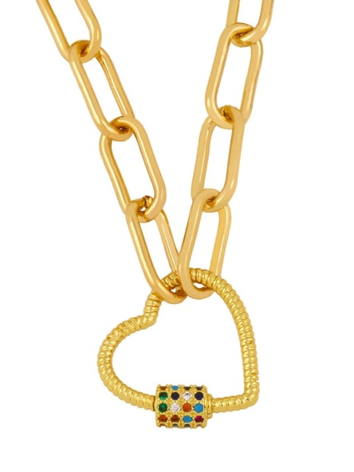 CC Brass Cubic Zirconia Heart Vintage pendant Necklace
