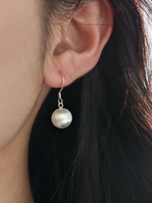 Rosh 925 Sterling Silver Bead Round Minimalist Hook Earring 1