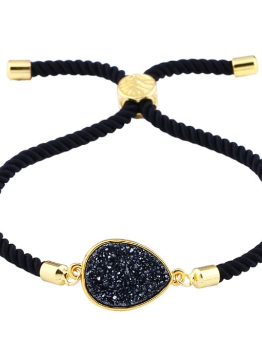 Black rope black Leather Geometric Minimalist Adjustable Bracelet