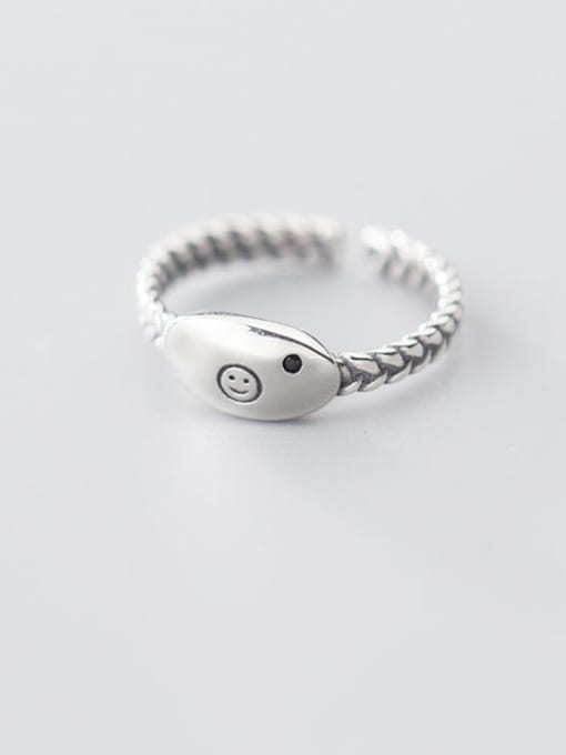 Rosh 925 sterling silver minimalist Smiley free size  ring