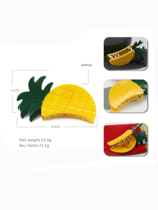 pineapple Alloy Acrylic  Trend Friut  Multi Color Jaw Hair Claw
