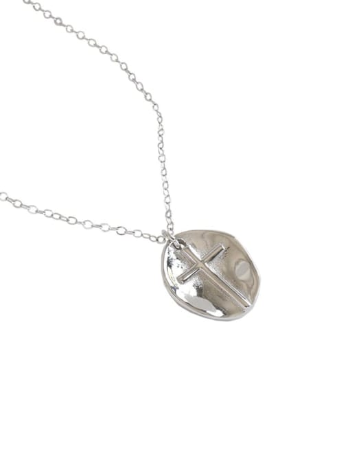 DAKA 925 Sterling Silver Cross Minimalist oval pendant Necklace 3