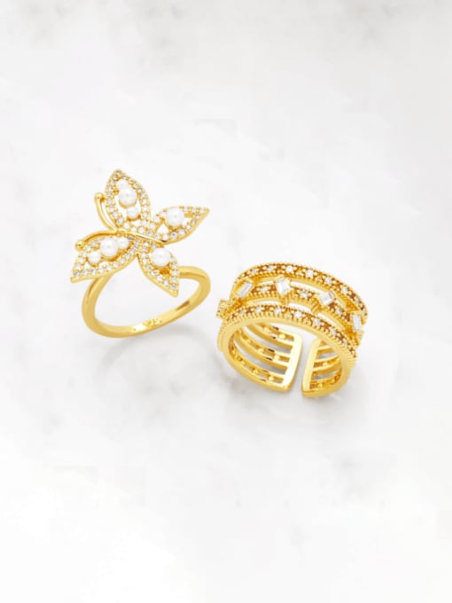 CC Brass Cubic Zirconia Butterfly Vintage Stackable Ring 0