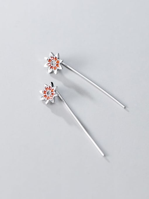 Rosh 925 Sterling Silver Rhinestone Multi Color Flower Minimalist Threader Earring 2