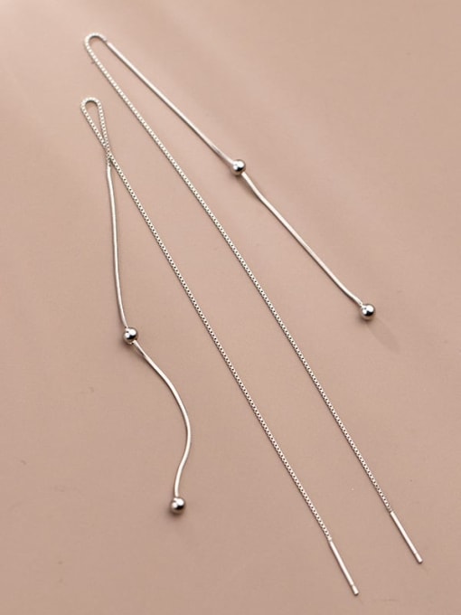 silver 925 Sterling Silver Tassel Minimalist Threader Earring