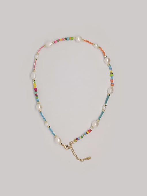 ZZ N200030A Freshwater Pearl Multi Color Geometric Bohemia Miyuki beads  Necklace