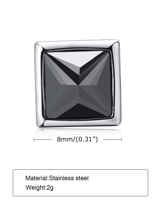 ES407（single) Stainless steel Cubic Zirconia Geometric Hip Hop Stud Earring