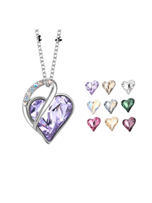 BC-Swarovski Elements 925 Sterling Silver Austrian Crystal Heart Classic Necklace