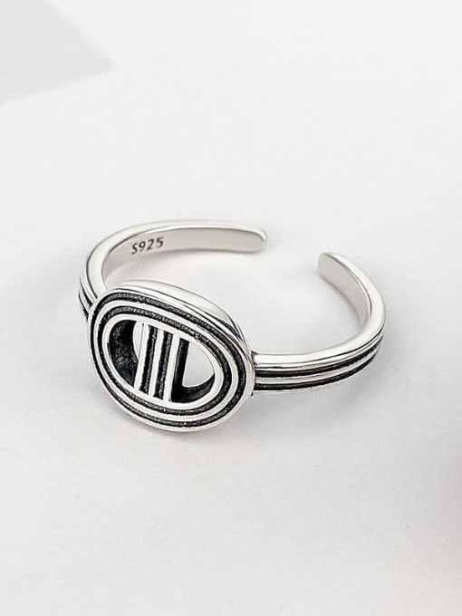 Oval Ring Vintage Ring 925 Sterling Silver Geometric Vintage Band Ring