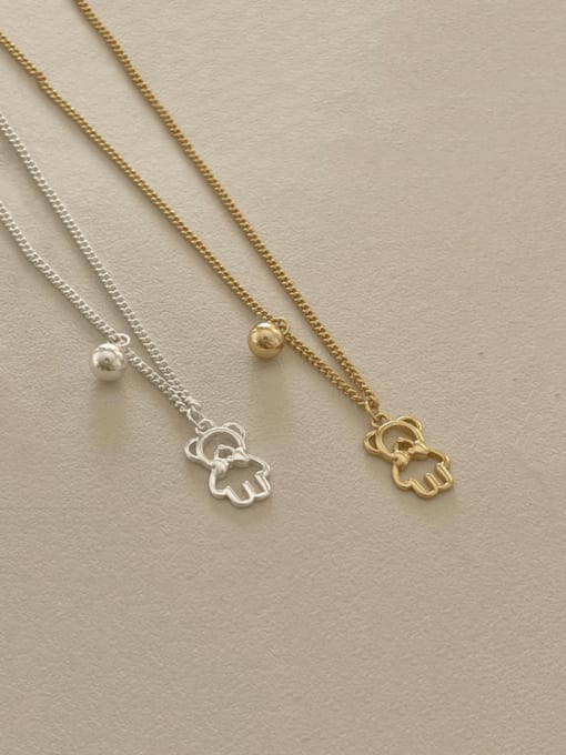 Boomer Cat 925 Sterling Silver Hollow Bear Cute Necklace 0