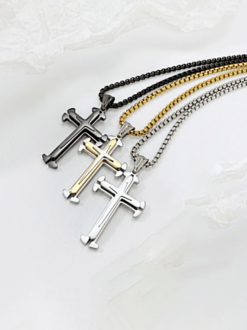 Open Sky Titanium Steel Cross Minimalist Necklace 3