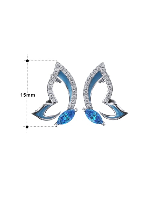 RINNTIN 925 Sterling Silver Cubic Zirconia Butterfly Cute Stud Earring 3