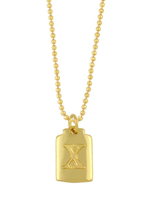 X Brass Geometry Letter Vintage Necklace