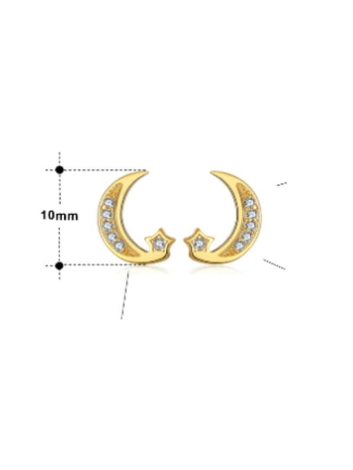 RINNTIN 925 Sterling Silver Cubic Zirconia Moon Minimalist Stud Earring 2