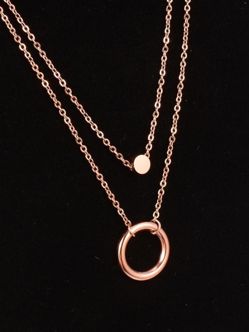 Rose Gold Titanium  Hollow Round Minimalist Multi Strand Necklace