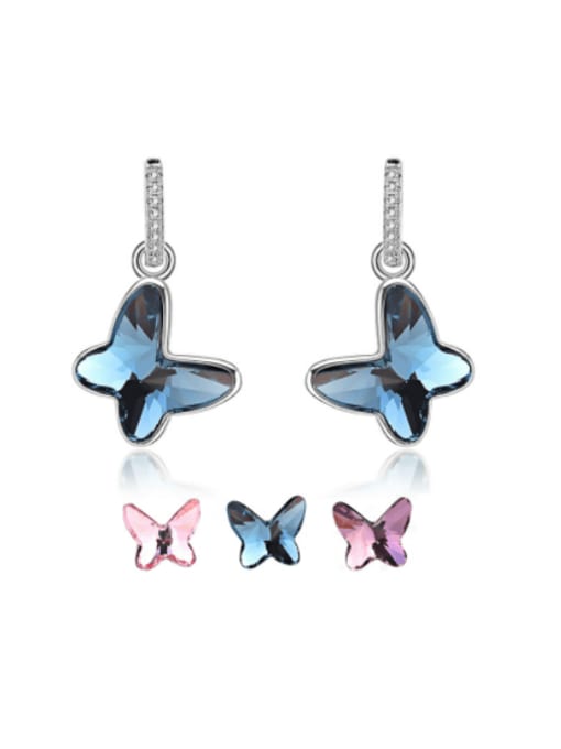 BC-Swarovski Elements 925 Sterling Silver Austrian Crystal Butterfly Classic Huggie Earring 0