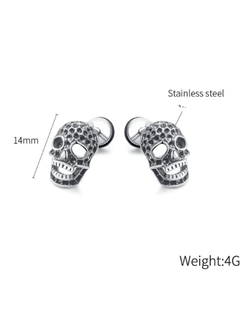 Open Sky Titanium Steel Skull Hip Hop Stud Earring 2