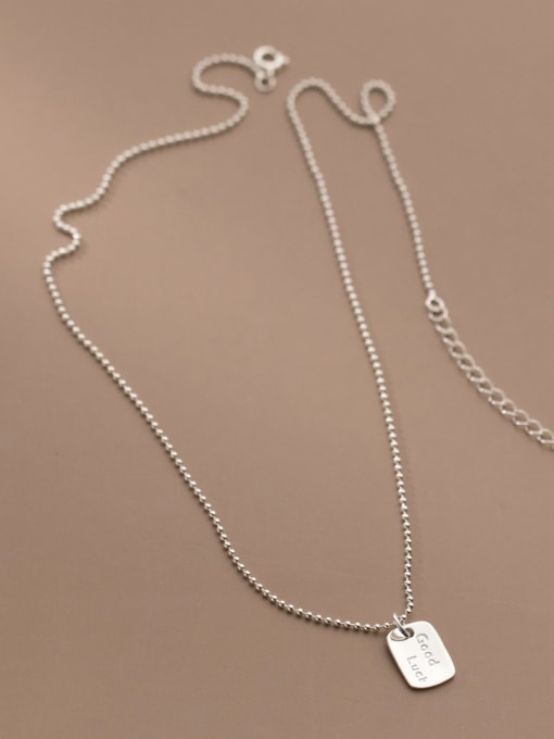 Rosh 925 Sterling Silver Geometric Minimalist  Bead Chain Necklace 2