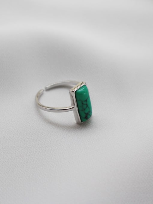 Boomer Cat 925 Sterling Silver Turquoise  Geometric Minimalist  Free Size Ring 1
