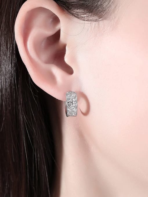 BLING SU Brass Cubic Zirconia Geometric Luxury Huggie Earring 1