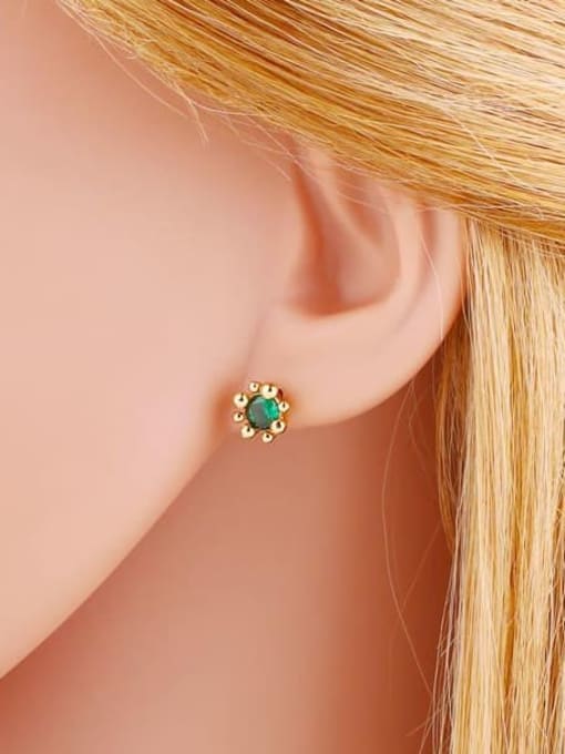 CC Brass Cubic Zirconia Round Minimalist Stud Earring 1