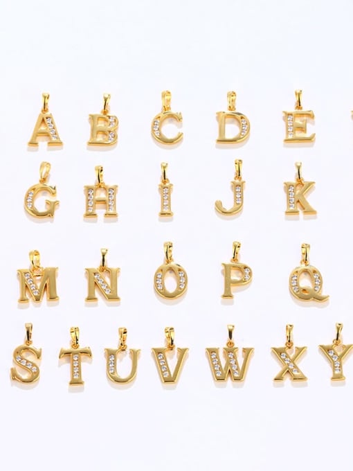One set (26 letters) Alloy Cubic Zirconia Minimalist  Letter Pendant