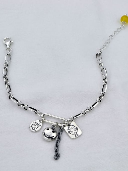 SHUI VintageSterling Silver With Antique Silver Plated Vintage Geometric Bracelets 3