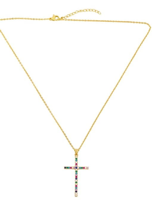 CC Brass Cubic Zirconia Cross Minimalist Necklace 3