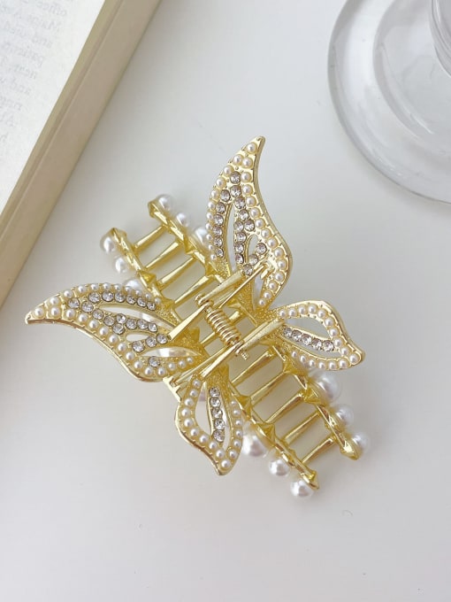 Butterfly 8cm Alloy Imitation Pearl Trend Butterfly  Jaw Hair Claw