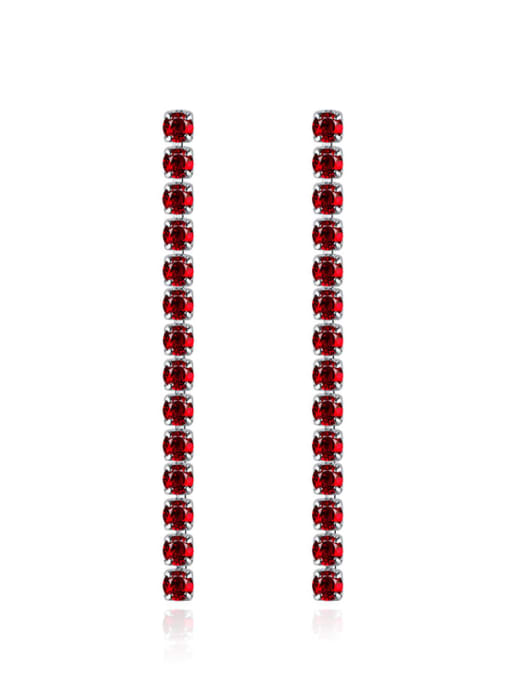 red Brass Cubic Zirconia Geometric Minimalist Cluster Earring