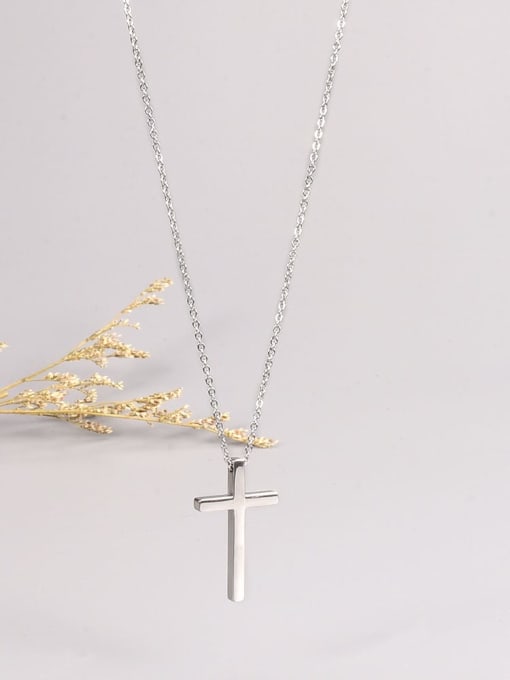 A TEEM Titanium Steel Cross Minimalist Necklace 1