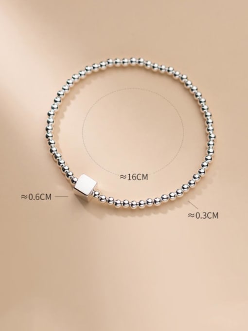 Rosh 925 Sterling Silver  Smooth Bead Geometric Minimalist  Bracelet 3
