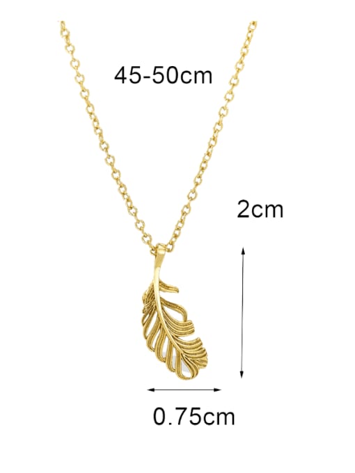 CHARME Brass Minimalist Feather   Pendant Necklace 2