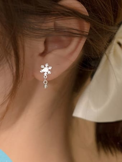 Rosh 925 Sterling Silver Flower Minimalist Drop Earring 1