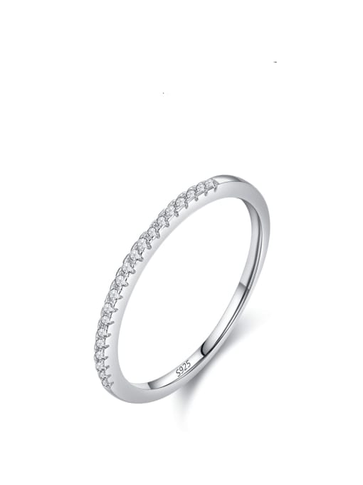 White stone (silver) 925 Sterling Silver Cubic Zirconia Geometric Minimalist Band Ring