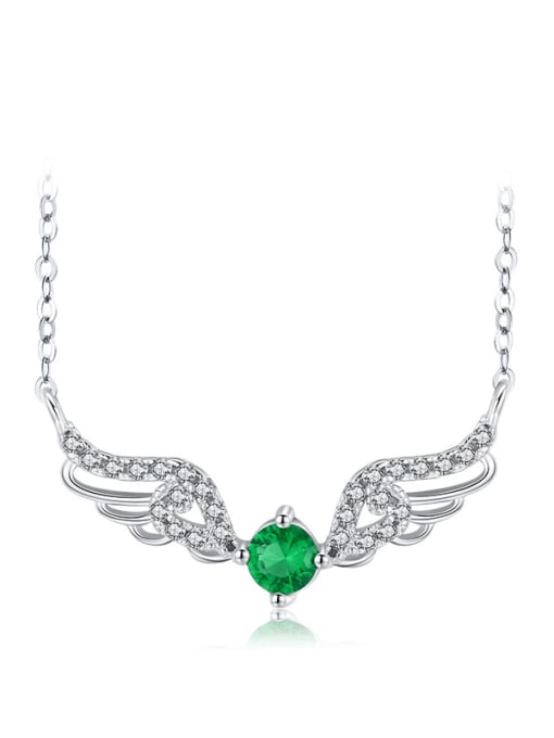 MODN 925 Sterling Silver Cubic Zirconia Wing Classic Necklace 0