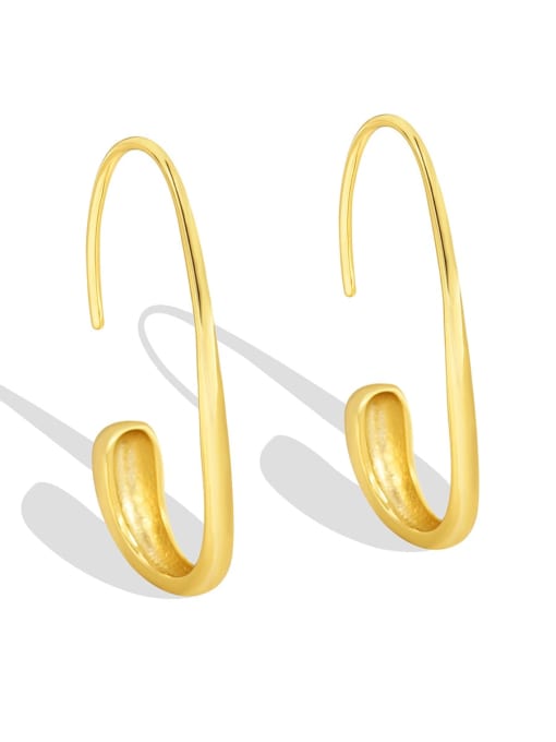Golden egg ear hook Brass Geometric Minimalist Hook Earring