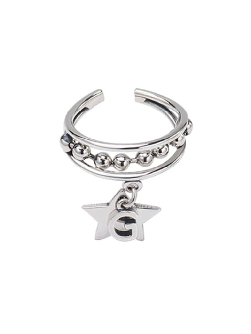 XBOX 925 Sterling Silver Bead Star Vintage Band Ring 0